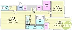 札幌市南区澄川三条4丁目マンション 2LDKの間取図画像