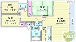 パシフィック近代美術館前 3LDKの間取図画像