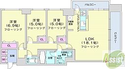 RESIDIA円山北五条 3LDKの間取図画像
