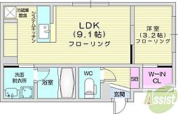 CURTIS N28 1LDKの間取図画像