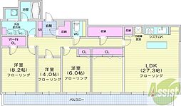 リビオ中島公園アルファタワー 3LDKの間取図画像