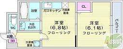 ノースウエスト216 1DKの間取図画像