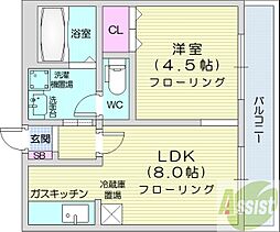 シティテラス南5条 1LDKの間取図画像