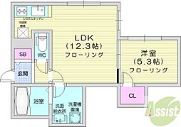 ノーマルヒル本町 1LDKの間取図画像