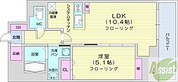 レジディア南一条 1LDKの間取図画像