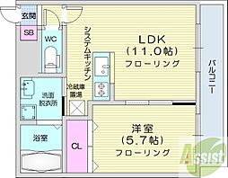 レゾ札幌 1LDKの間取図画像