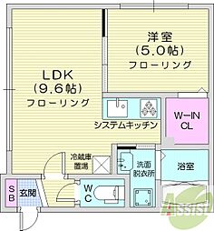 グランメール宮の森 1LDKの間取図画像
