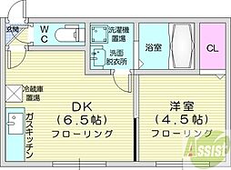 エルムN23A 1DKの間取図画像