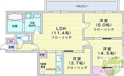 レジディアキタニジョウイースト2 3LDKの間取図画像