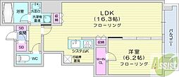 マストライフ南4条 1LDKの間取図画像