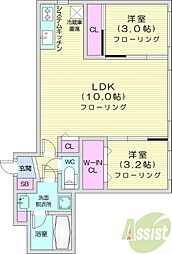 アランヴェール 2LDKの間取図画像