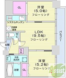 グレースコート円山北 2LDKの間取図画像