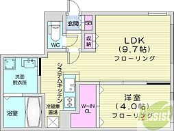 ALPHASQUARE琴似1条 1LDKの間取図画像