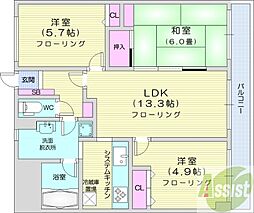 コープ野村西山鼻 3LDKの間取図画像