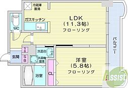 ティアラ中島公園ウエストサイド 1LDKの間取図画像