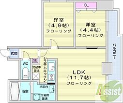 ブロックヒルズ 2LDKの間取図画像