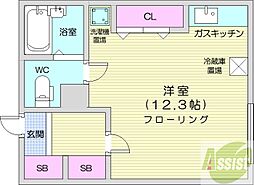 シャトレ美香保公園3 ワンルームの間取図画像