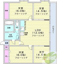 クィーンパレス宮の森 4LDKの間取図画像