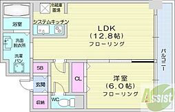 ティアラタワー中島倶楽部 1LDKの間取図画像