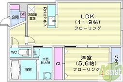 グランスター9 1LDKの間取図画像