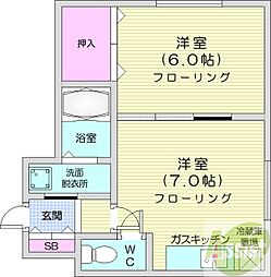パークレジデンス鶴 1DKの間取図画像
