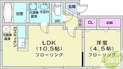グランツ 1LDKの間取図画像