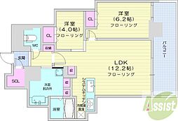ザ・札幌タワーズウエストタワー 2LDKの間取図画像
