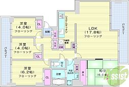 山鼻サンタウン1号館 4LDKの間取図画像
