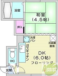 中央コーポ 1DKの間取図画像