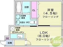 ブランノワールノルド 1LDKの間取図画像