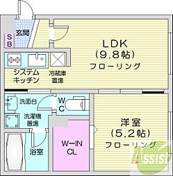 ボナフォルトゥーナ 1LDKの間取図画像