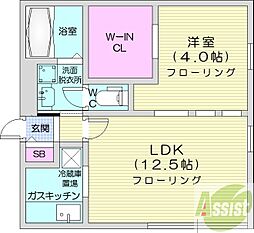 ディリッツ札幌東 1LDKの間取図画像