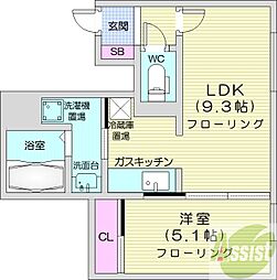 アイアール円山3 1LDKの間取図画像