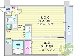 エッジウォーターテラス 1LDKの間取図画像