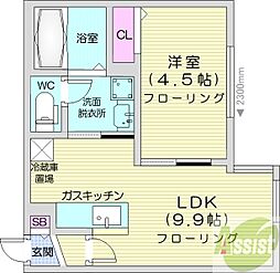 ビヨンド麻生 1LDKの間取図画像