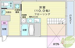 コーポ幌北 ワンルームの間取図画像