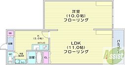 ING北大前 1LDKの間取図画像