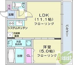pepero 1LDKの間取図画像