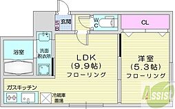 プリマクラッセ 1LDKの間取図画像