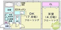 TSUBAKISQUARE大通公園東 1DKの間取図画像