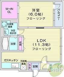 カーザ麻生 1LDKの間取図画像