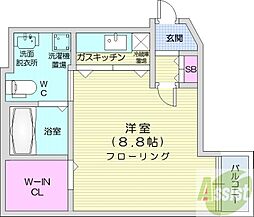 プレステージ札幌 1Kの間取図画像