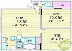 アドゥスィール2 2LDKの間取図画像