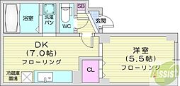 アーバンマンション2 1DKの間取図画像