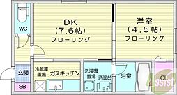 メビウス 1DKの間取図画像