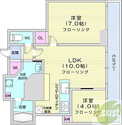 ラ・クラッセ札幌ステーションリネア 2LDKの間取図画像