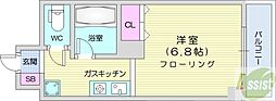 メゾンクレスト北大前2 1Kの間取図画像
