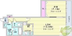 スクゥエアーMS614 1LDKの間取図画像