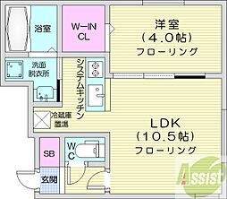 BASEMOTOMACHI 1LDKの間取図画像