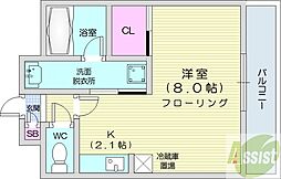 セントポーリア七番館 ワンルームの間取図画像